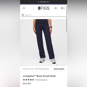 Figs Livingston scrubs pant in Navy Small Petite